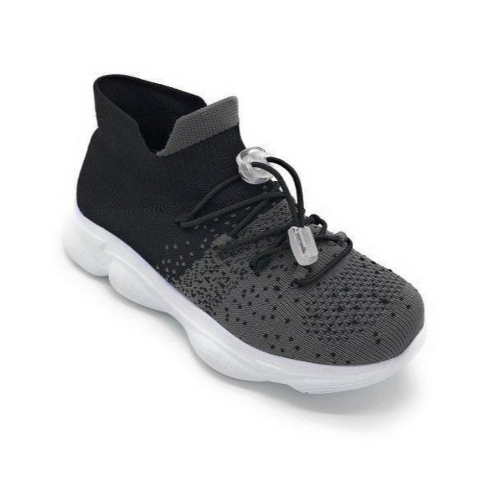 Navig8 Easy Lace-Up Hi-Top Sneaker Gray & Black Toddler 8